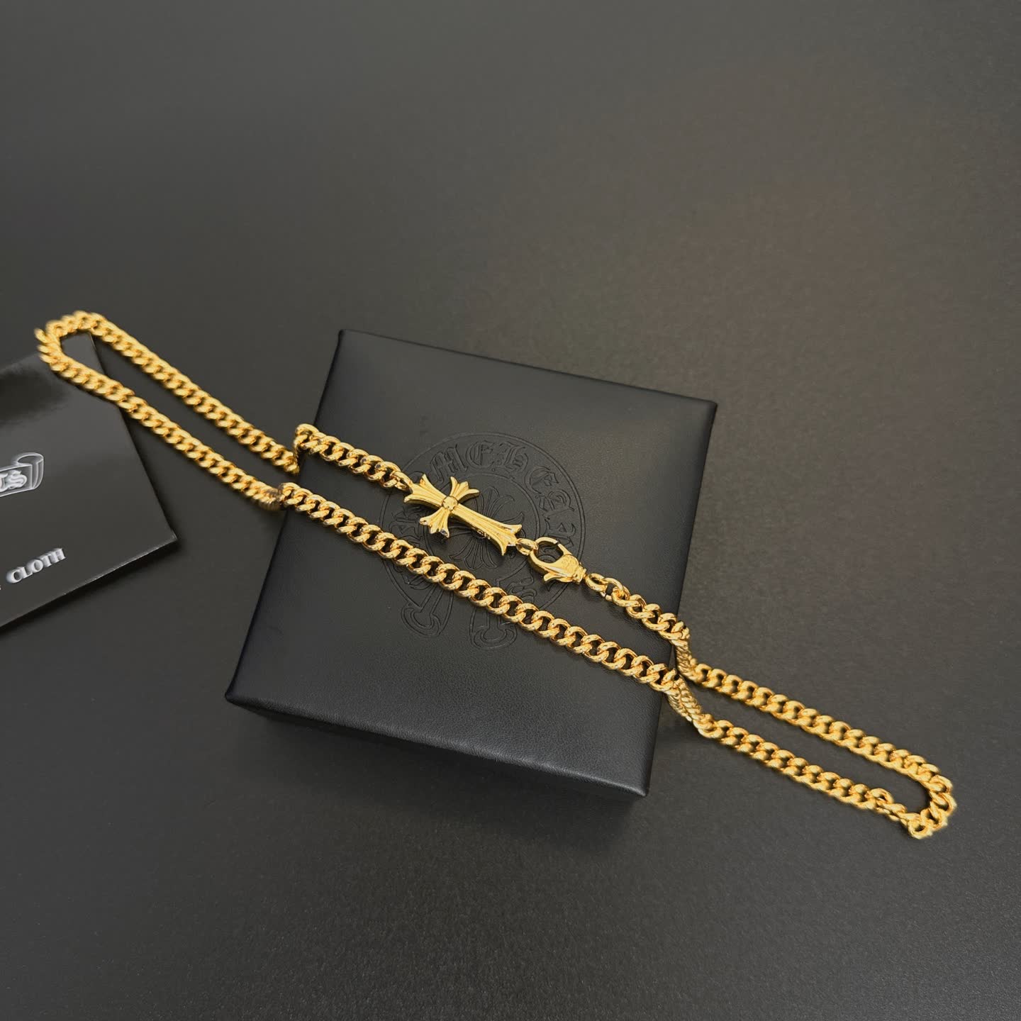 Chrome Hearts Rome Jewelry Gold-Plated Chain with Cross Pendant